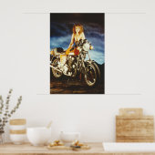 Poster Fille Et Moto (Cuisine)