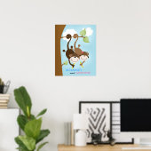 Poster Fille et petit singes MUR ART IMPRIMER 16x20 (Bureau à domicile)