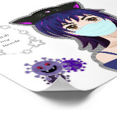 Poster Fille et virus. Style manga (Coin)