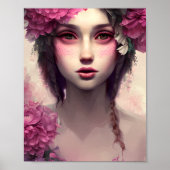 Poster Fille éthérée avec des taches roses (Devant)