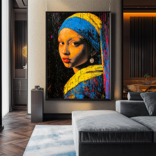 Poster Fille expressionniste au collier de perles - Art a