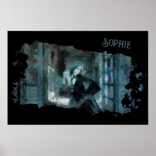 Poster Fille Fantôme en Bleu – Art Surréaliste Hantant