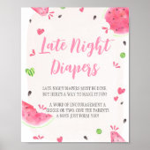 Poster Fille Fête de Bébé Pastèque Couches de Nuit Signe (Devant)
