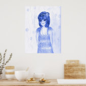 Poster Fille Flapper de la fête bleue (Cuisine)