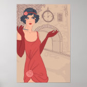 Poster Fille Flapper illustrée (Devant)