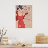 Poster Fille Flapper illustrée (Cuisine)