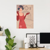 Poster Fille Flapper illustrée (Bureau à domicile)
