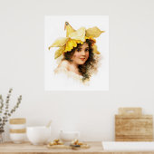 Poster Fille Fleur en Jaune (Cuisine)