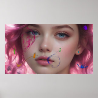 Poster Fille Floutée Portrait Pastel Coloré