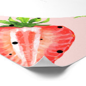 Poster Fille fraise Premier anniversaire Jalon rouge (Coin)