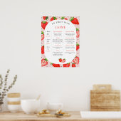 Poster Fille fraise Premier anniversaire Jalon rouge (Cuisine)