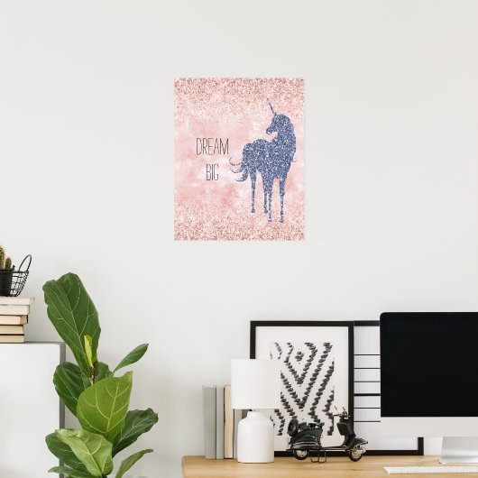 Poster Fille Glam Blush rose violet Parties scintillant U (Bureau à domicile)