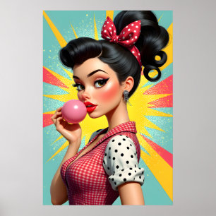 Poster Fille Glamour de Style Vintage 50