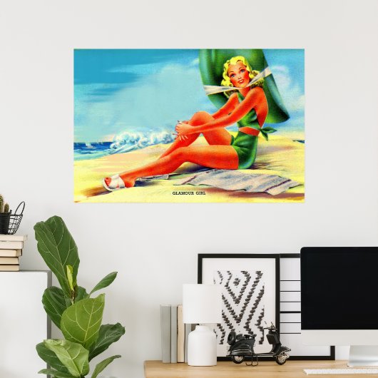 Poster Fille glamour des années 1940 (Bureau à domicile)