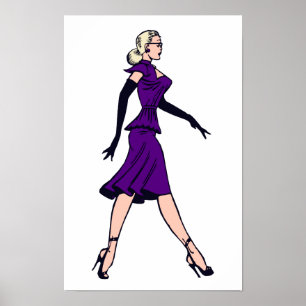Poster Fille Glamour Vintage, Secrétaire Blonde Rétro