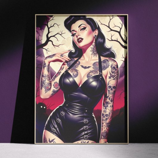 Poster Fille Gothique Rétro