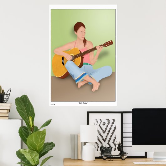Poster Fille+Guitare (Bureau à domicile)