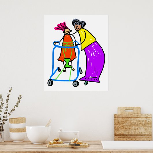 Poster Fille handicapée (Cuisine)