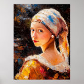 Poster Fille Inspirée de l'Impressionnisme avec une Perle (Devant)