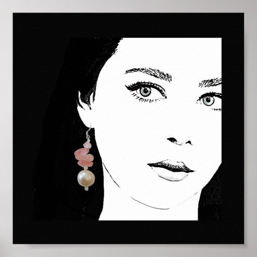 Poster Fille ironique photo de visage de mode fine art (Devant)