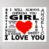 Poster Fille Je T'Aime (Devant)