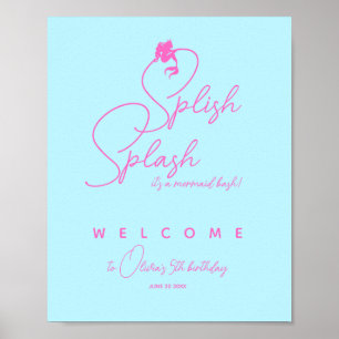 Poster Fille Licorne d'Été Minimaliste Bienvenue Annivers