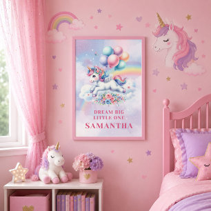 Poster Fille Licorne Pastel Magique Anniversaire Décorati