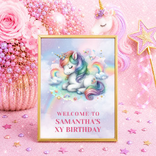 Poster Fille Licorne Signe d'anniversaire Fête d'annivers