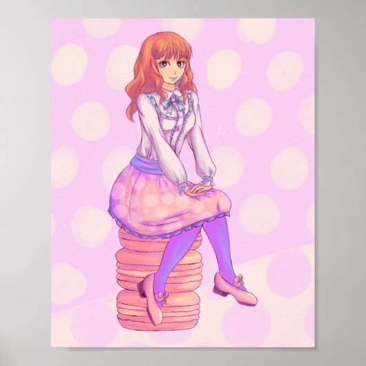 Poster Fille Macaron rose (Devant)