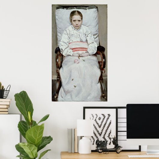 Poster Fille malade (Bureau à domicile)