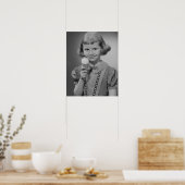 Poster Fille mange de glace crème (Cuisine)