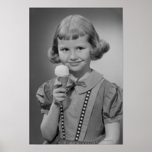 Poster Fille mangeant de la glace (Devant)