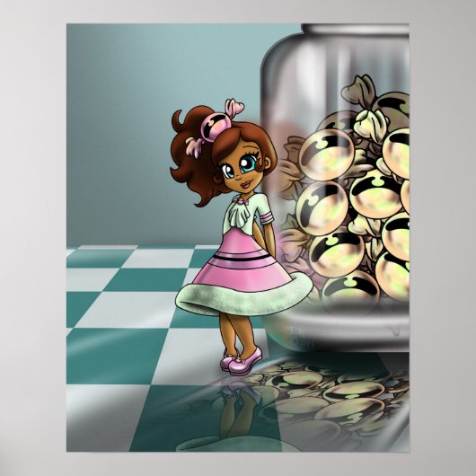 Poster Fille Métisse et Bonbons (Devant)