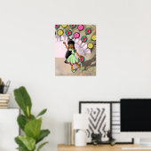 Poster Fille Métisse et Sucettes (Bureau à domicile)