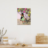 Poster Fille Métisse et Sucettes (Cuisine)