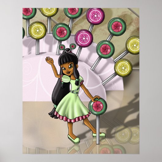 Poster Fille Métisse et Sucettes (Devant)