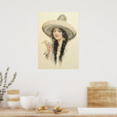 Poster Fille mexicaine - Art vintage (Cuisine)