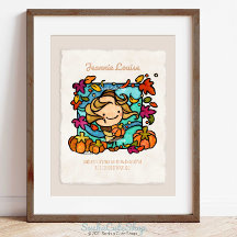 Fille Mignonne Patch de Citrouilles Vent d'Automne