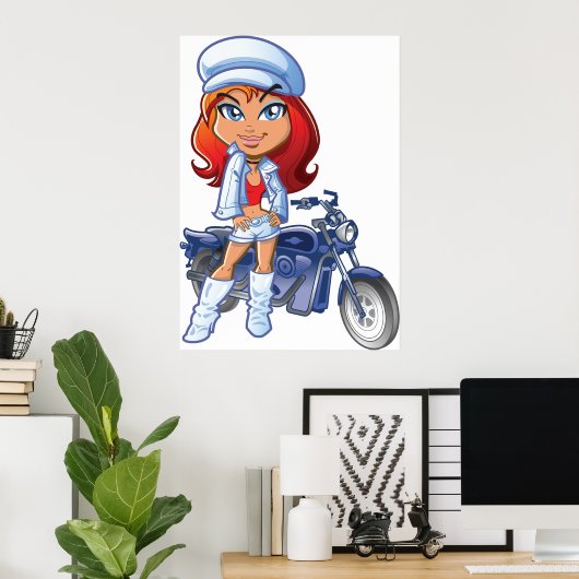 Poster Fille motard (Bureau à domicile)
