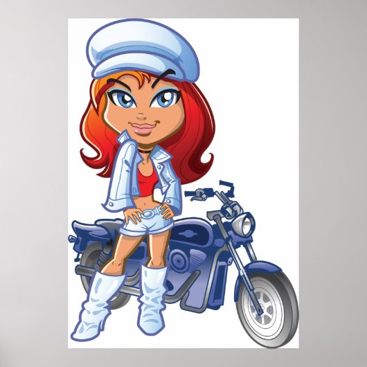 Poster Fille motard (Devant)