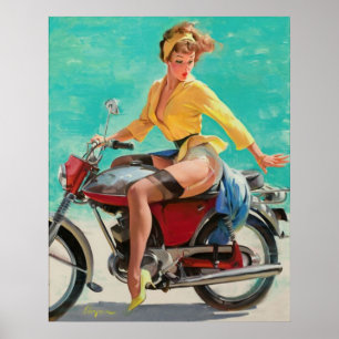 Poster Fille motard