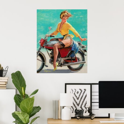 Poster Fille motard (Bureau à domicile)