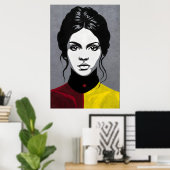 Poster Fille mûre, cadre double couleur (Bureau à domicile)