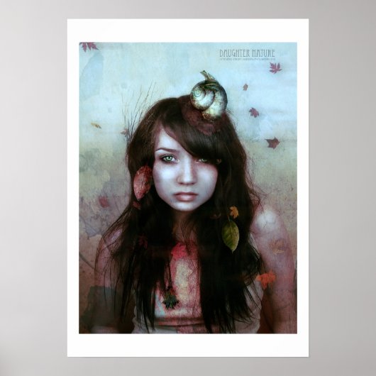 Poster fille nature bleu teintes (Devant)