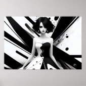 Poster Fille noire et blanche (Devant)