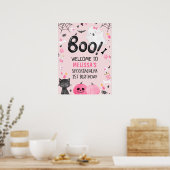 Poster Fille noire rose Boo Halloween Bienvenue Anniversa (Cuisine)