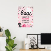 Poster Fille noire rose Boo Halloween Bienvenue Anniversa (Bureau à domicile)