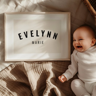 Poster Fille Nom personnalisé Imprimer Minimaliste Neutre