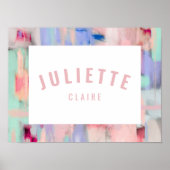 Poster Fille Nom personnalisé Imprimer Pink Pastel Décor (Devant)