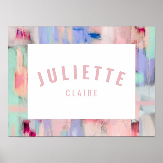 Poster Fille Nom personnalisé Imprimer Pink Pastel Décor (Devant)